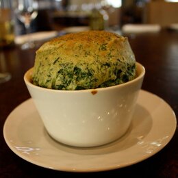 Spinach Souffle with Parmesan Cream
